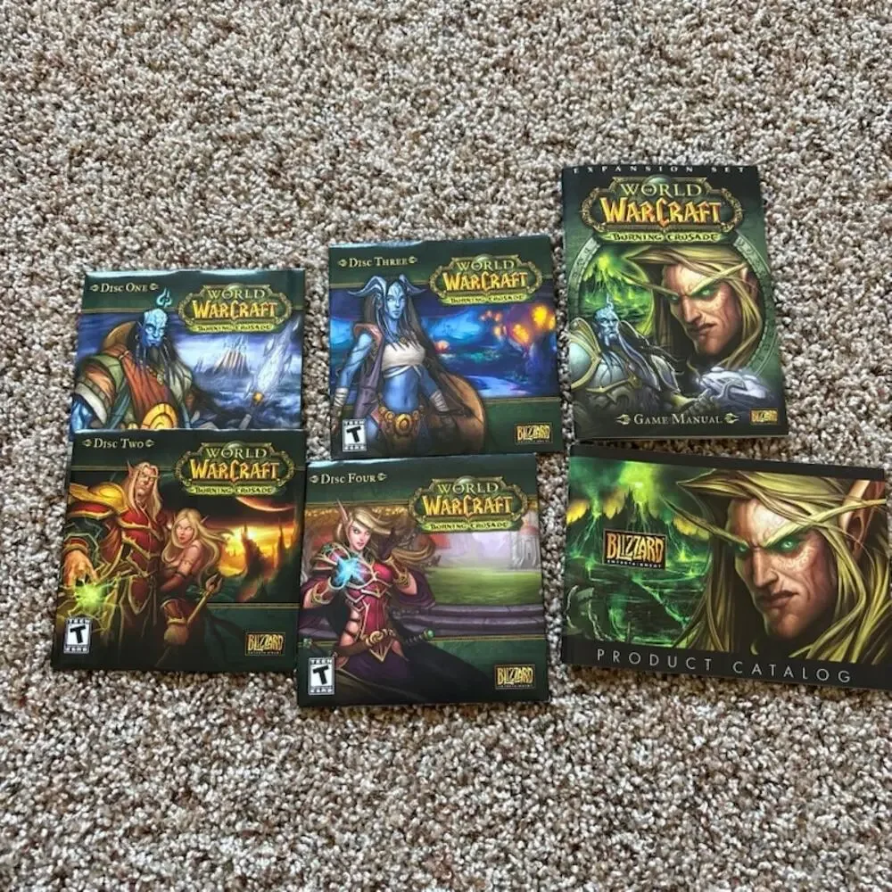 World of Warcraft: Computer Game Lot Original 2004 & The Burning Crusade 2007 PC